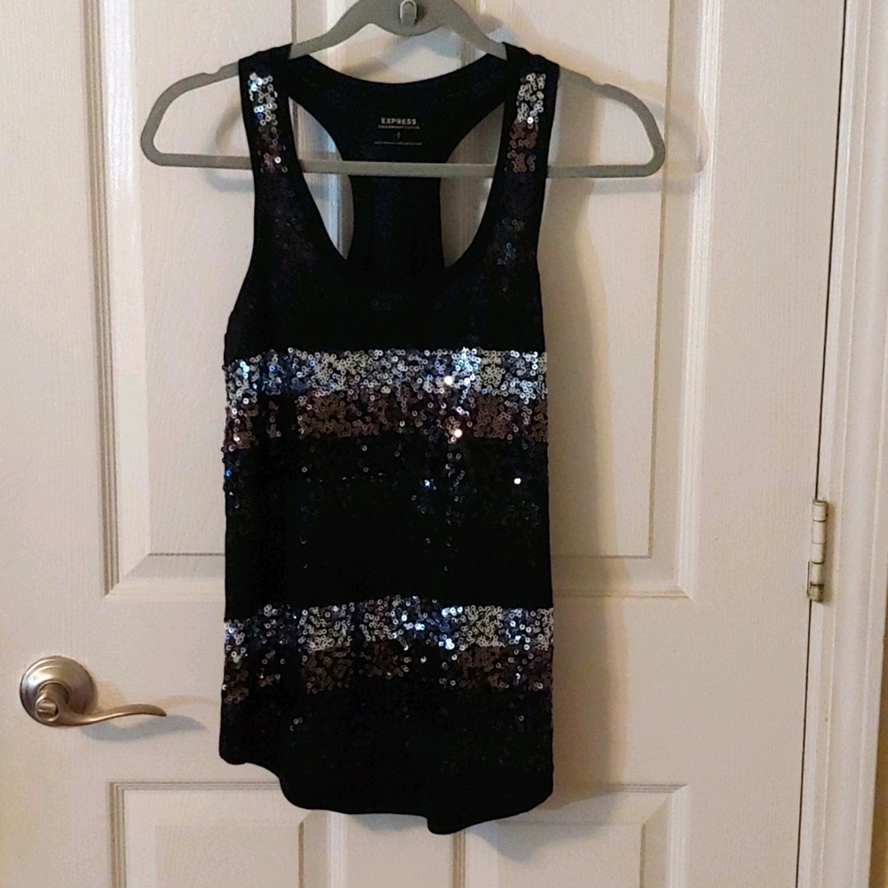 Racer Back Black Sequence Top